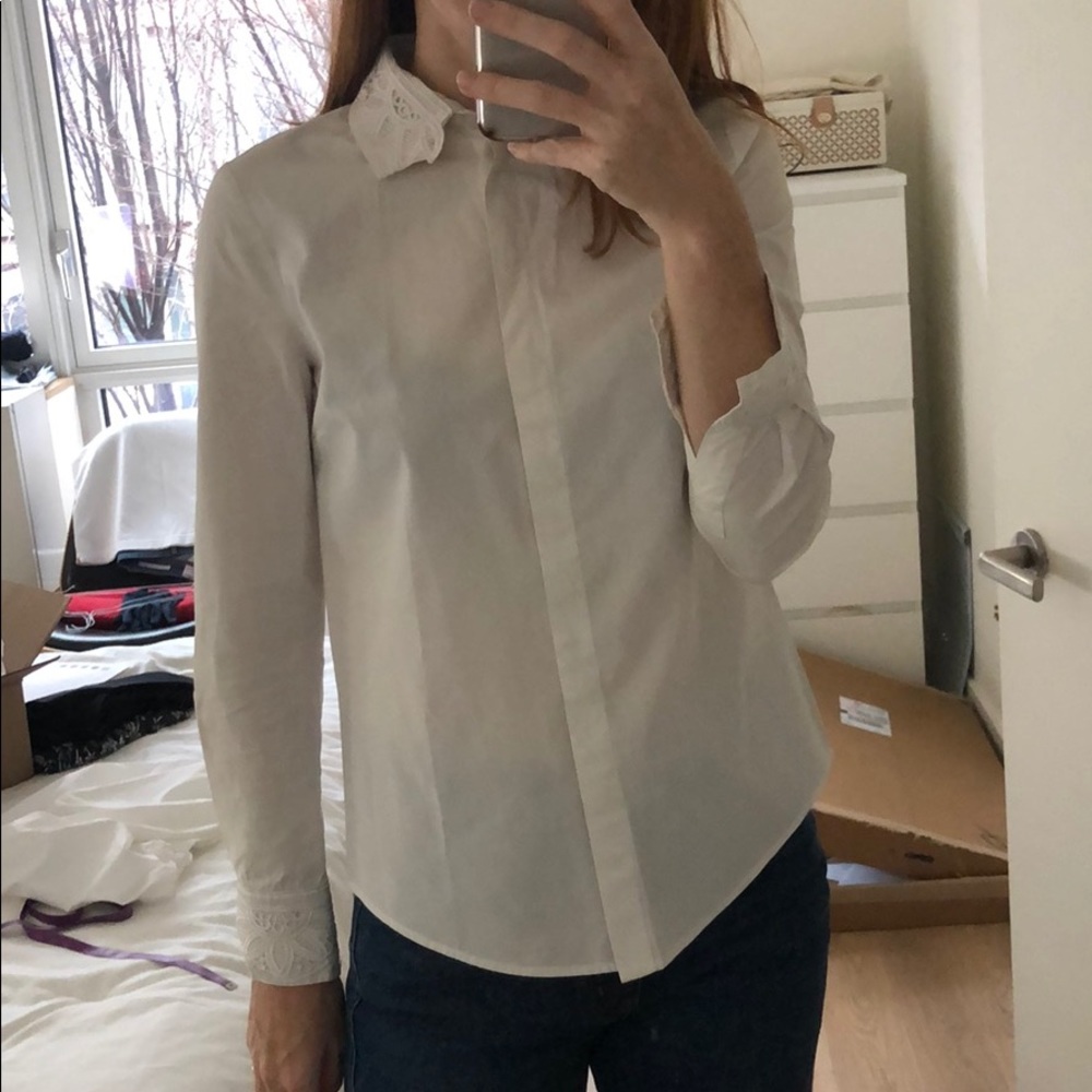 Tory Burch Oxford button down with lacy detail